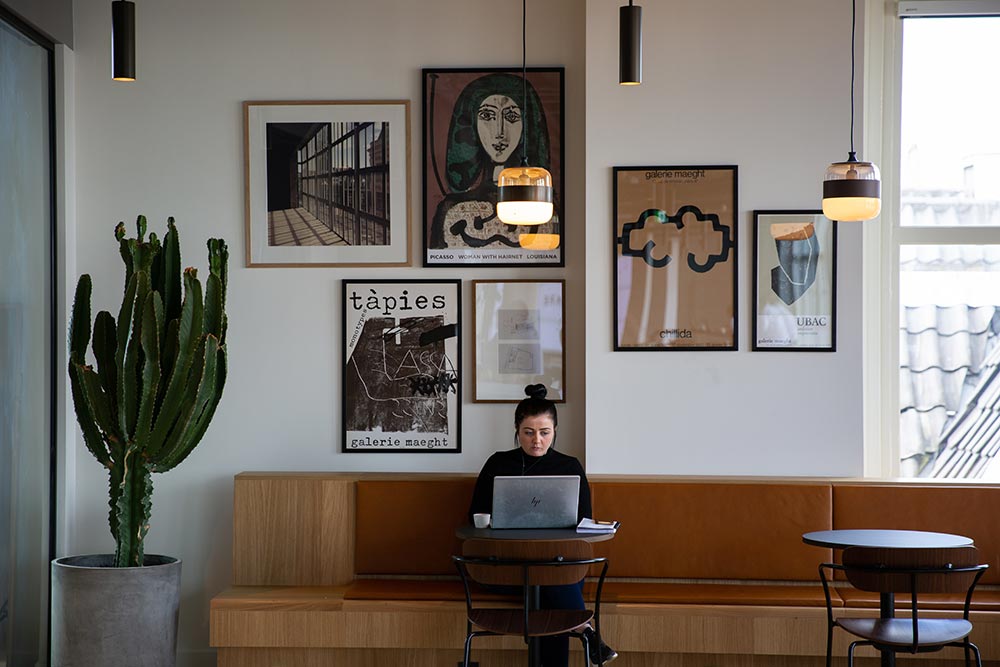 Freelancer working in cafe
